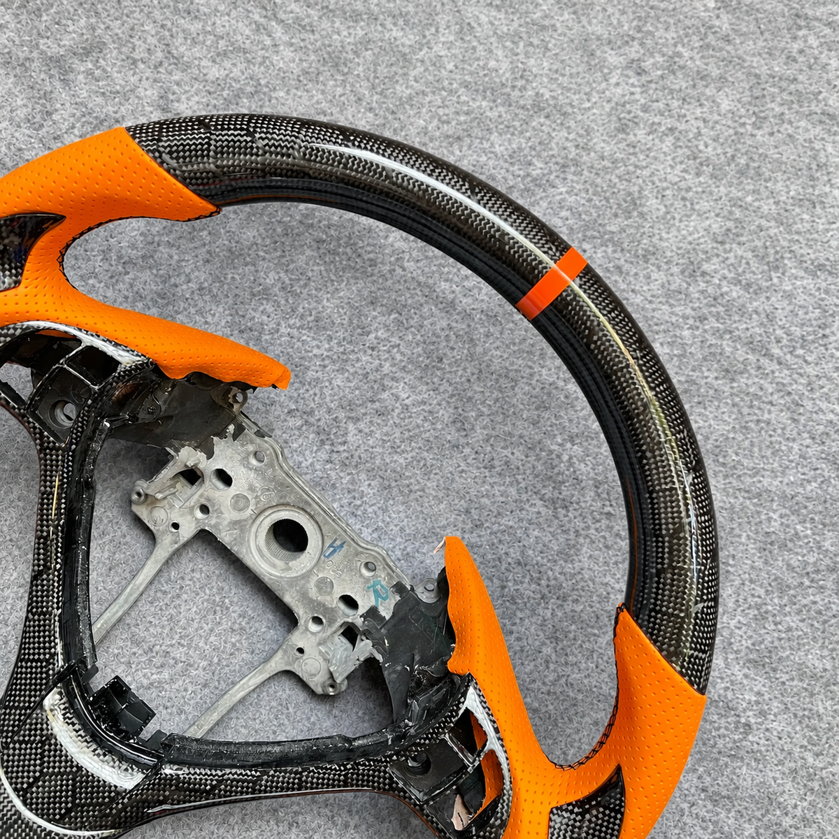 Honeycomb carbon fiber steering wheel with orange perforated leather fits Acura TL / ILX RDX