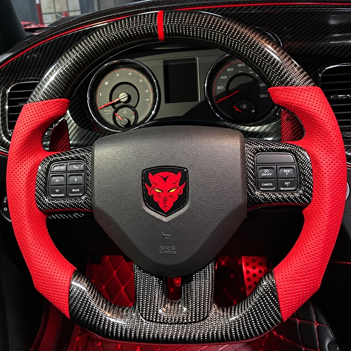 Carbon Fiber Steering Wheel fits Dodge 2013-2016 Dart / 2011-2014 Avenger Charger Challenger / 2011-2020 Journey Caravan / 2011-2013 Durango