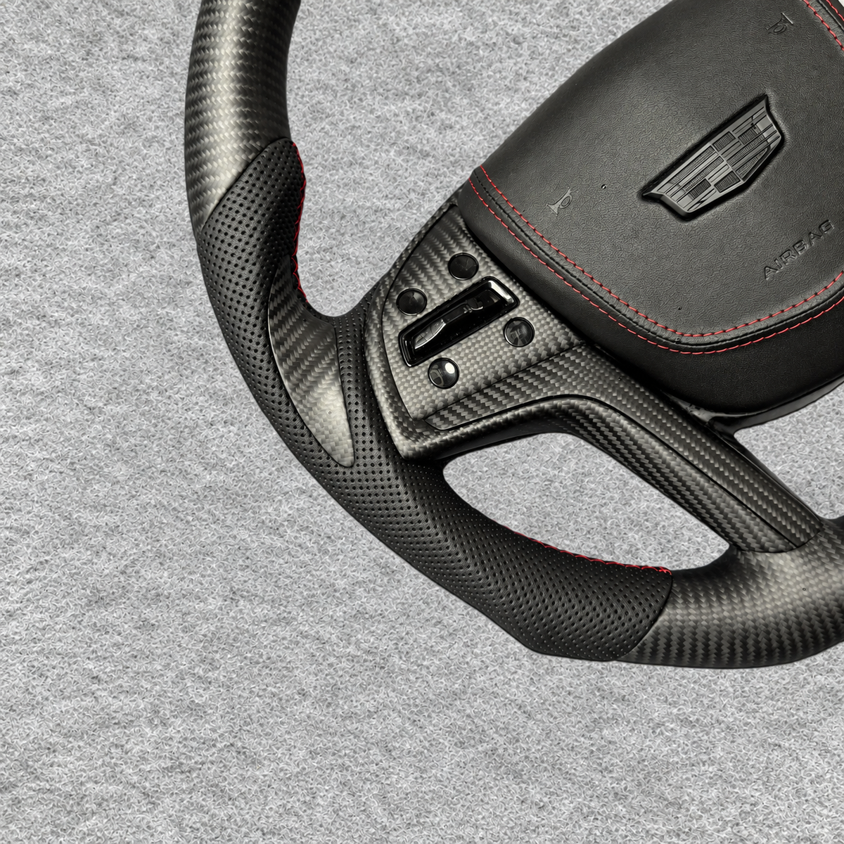 Matte carbon fiber steering wheel fits Cadillac 2015-2020 Escalade / 2013-2019 XTS / 2014-2016 SRX