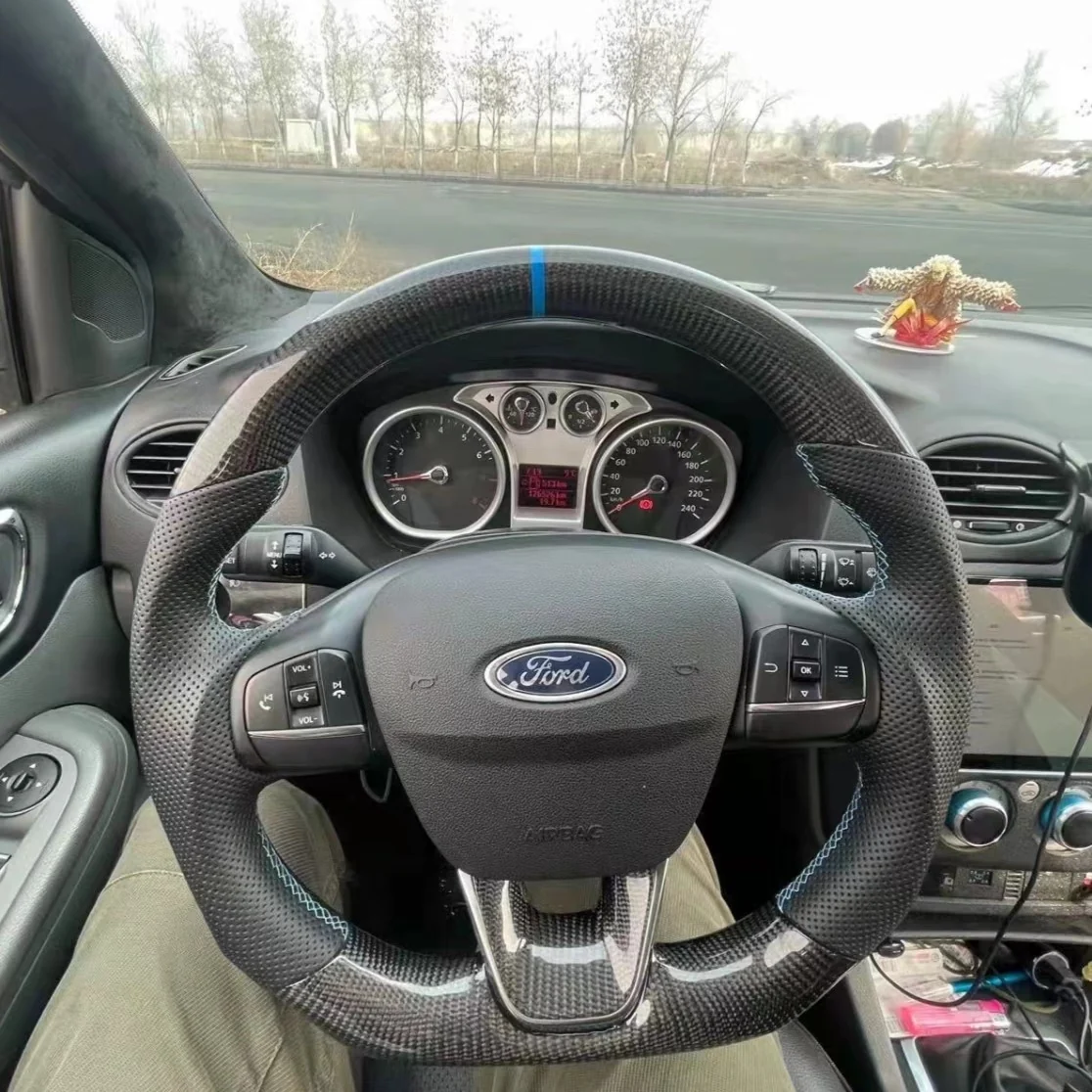 Carbon Fiber Steering Wheel Fits 2019-2025 Ford Focus MK4 RS ST / Bronco Sport / Escape / Maverick