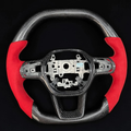 Red Alcantara Carbon Fiber Steering Wheel Fits 11th Gen Honda 2022-2026 Civic / 2023-2026 Accord