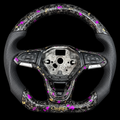 Forged Carbon Fiber Steering Wheel With Purple Flakes Fits VW 2020+ Golf 8 MK8 GTI Passat B8 Jetta Arteon Tiguan Atlas Taos