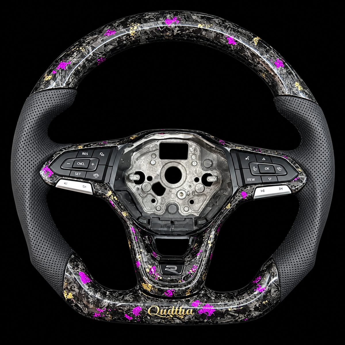 Forged Carbon Fiber Steering Wheel With Purple Flakes Fits VW 2020+ Golf 8 MK8 GTI Passat B8 Jetta Arteon Tiguan Atlas Taos