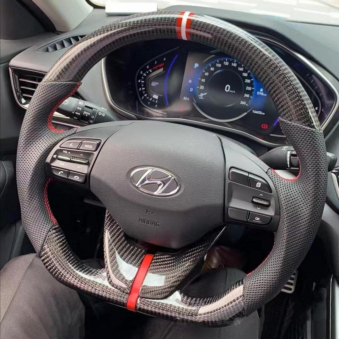 Custom Carbon Fiber Steering Wheel Fits Hyundai 2017–2020 Ioniq / 2019–2020 Elantra