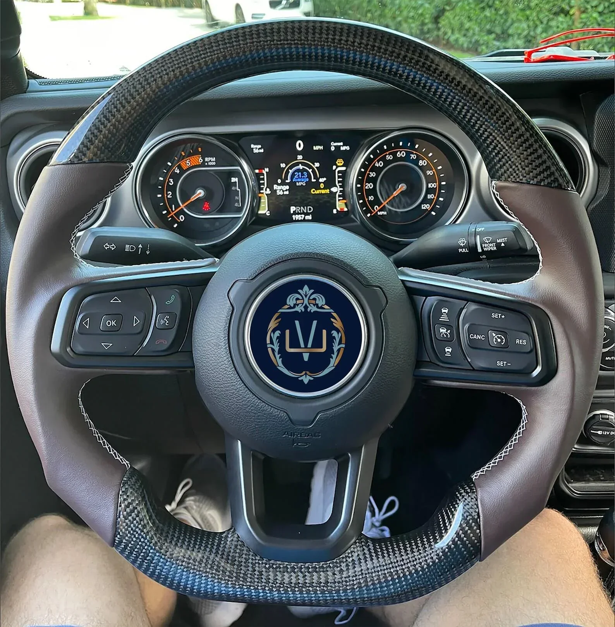 Carbon Fiber Steering Wheel fits 2019-2026 Jeep Wrangler 2018-2026 Jeep Gladiator