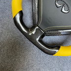 Yellow Perforated Leather Carbon Fiber Steering Wheel Fits Infiniti G25 G35 G37 G37X QX50 2007-2015