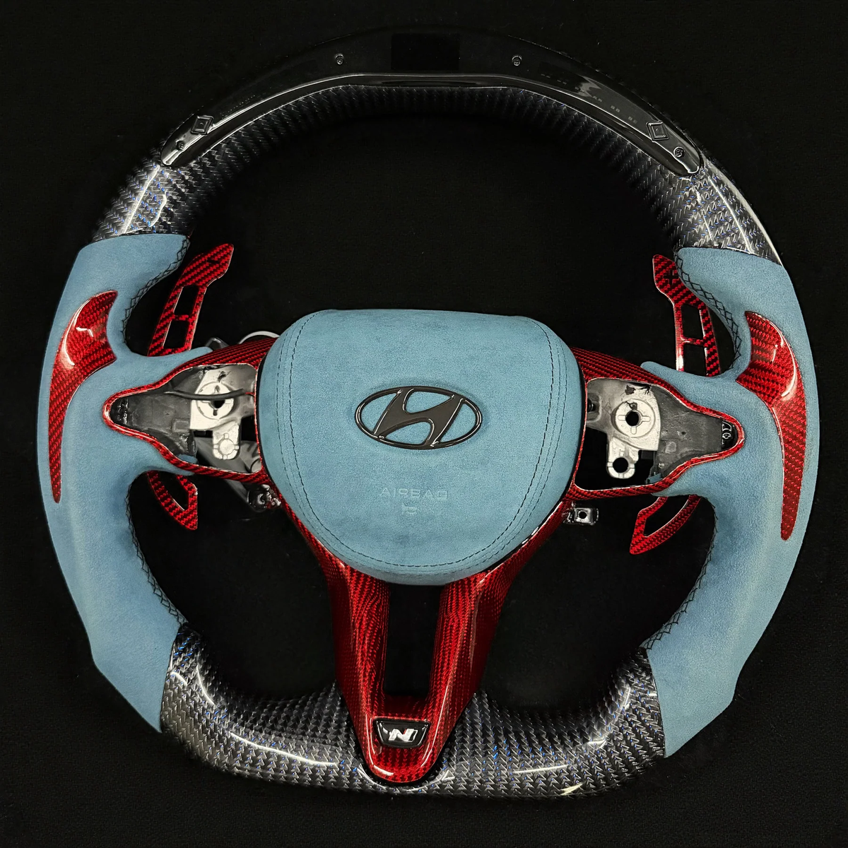 LED Carbon Fiber Steering Wheel Fits 2020-2026 Elantra N I20N I30N
