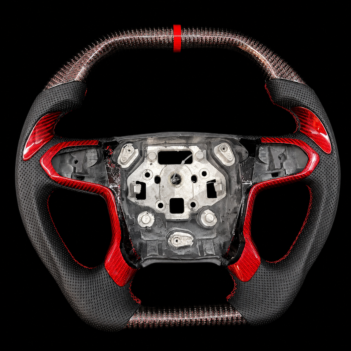 Red Twill Carbon Fiber Steering Wheel Fits 2014-2018 Chevrolet Silverado/Suburban/Tahoe