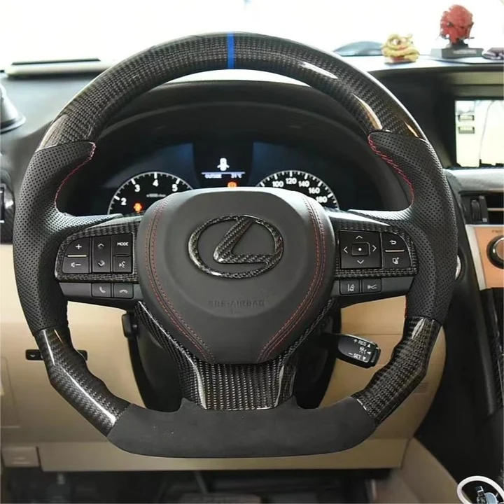 3-Segment Carbon Fiber Steering Wheel Fits Lexus 2016-2022 RX350 450h ES350 ES300 GS350 GS450 LX570 GS300 GS200T 2020-2023 GX460