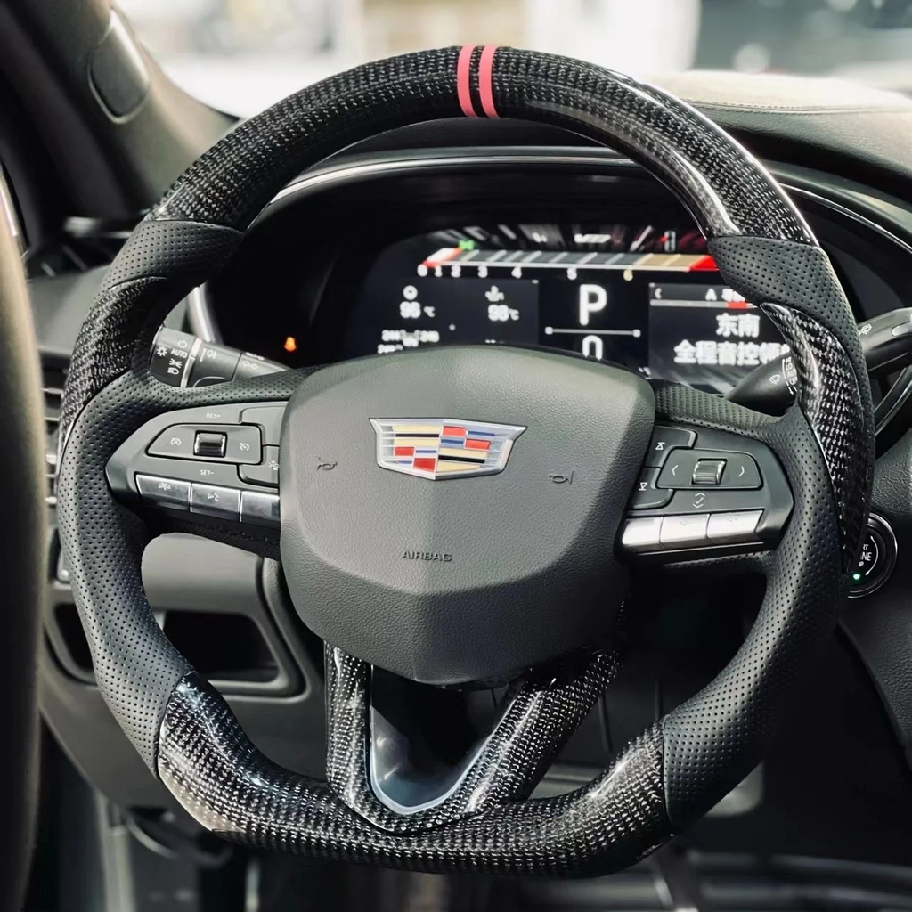 Custom carbon fiber steering wheel fits Cadillac 2020-2026 CT4 / CT5 / 2019-2025 XT4
