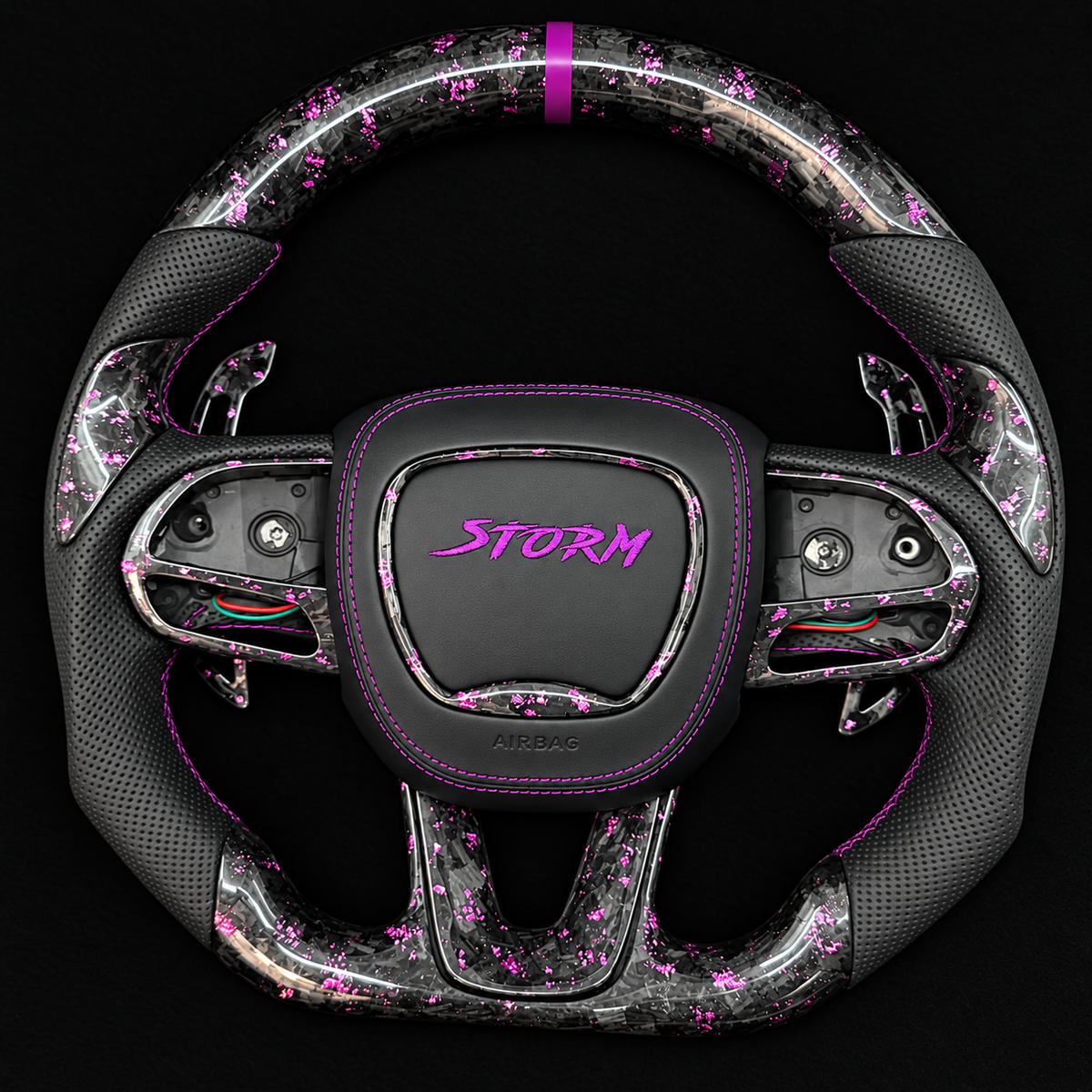 Purple Flakes Forged Carbon Fiber Steering Wheel fits 2015-2023 Dodge Charger/Challenger/2015–2024 Durango | Jeep Grand Cherokee 2014–2023 WK2 SRT/Trackhawk