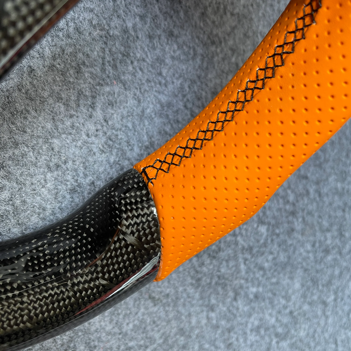 Honeycomb carbon fiber steering wheel with orange perforated leather fits Acura TL / ILX RDX