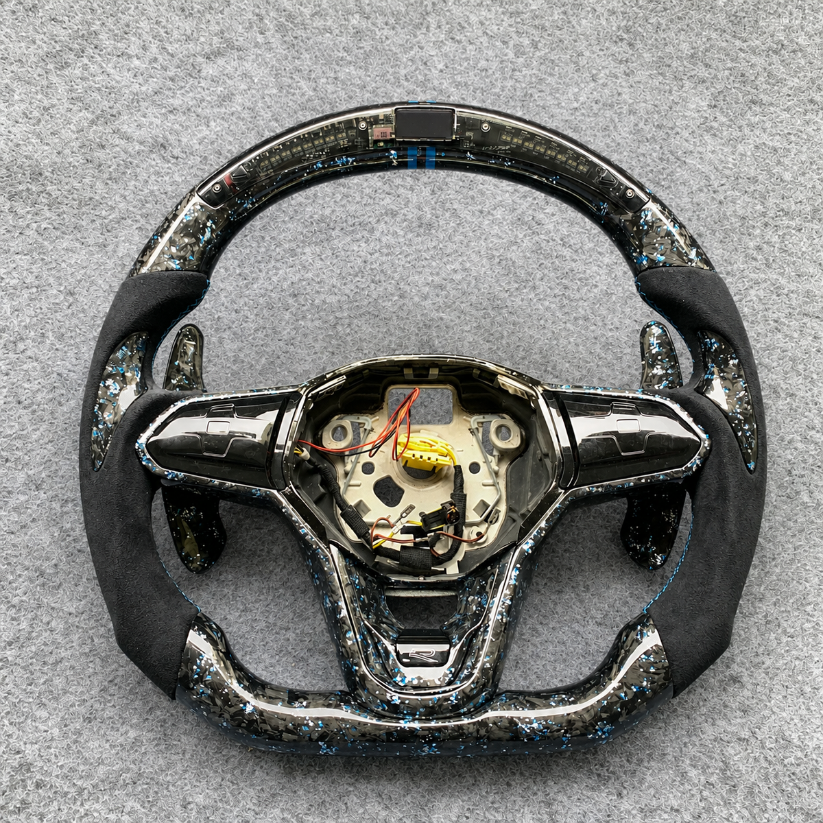 LED Blue Flakes Forged Carbon Fiber Steering Wheel Fits VW MK8 GTI Golf R Jetta 2020+