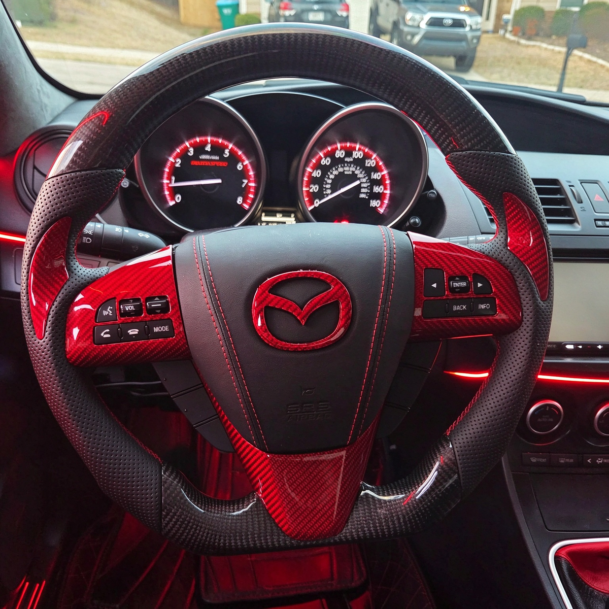 Custom Carbon Fiber Steering Wheel fits 2010-2013 Mazdaspeed3/Mazda3 | LYC Auto Parts