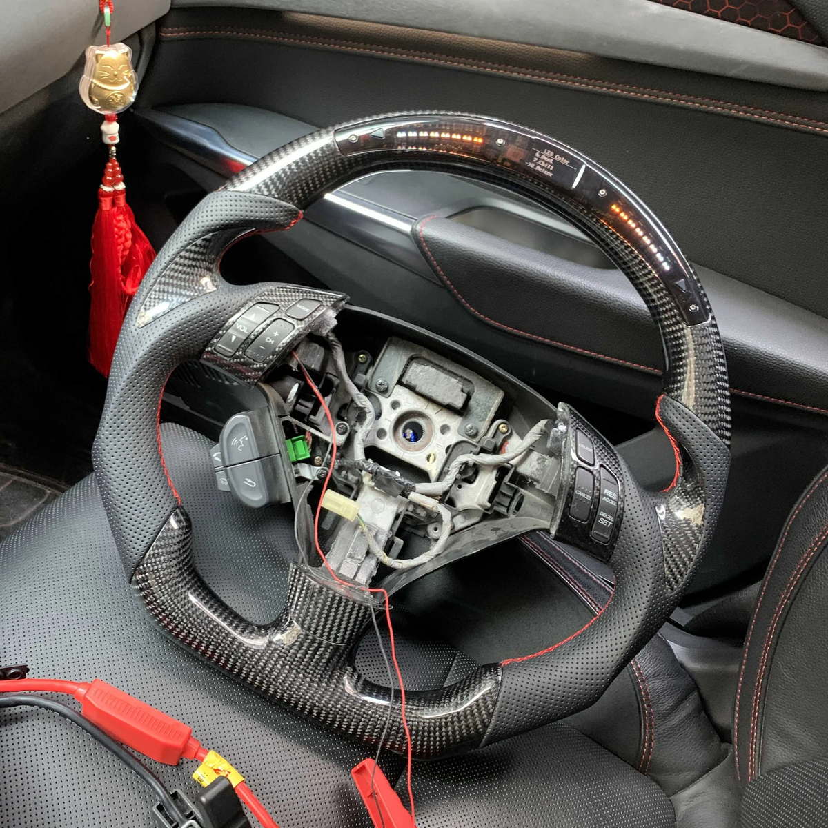 LED carbon fiber steering wheel fits Acura TSX 2004‑2008 / Honda Accord CL9 2004‑2007