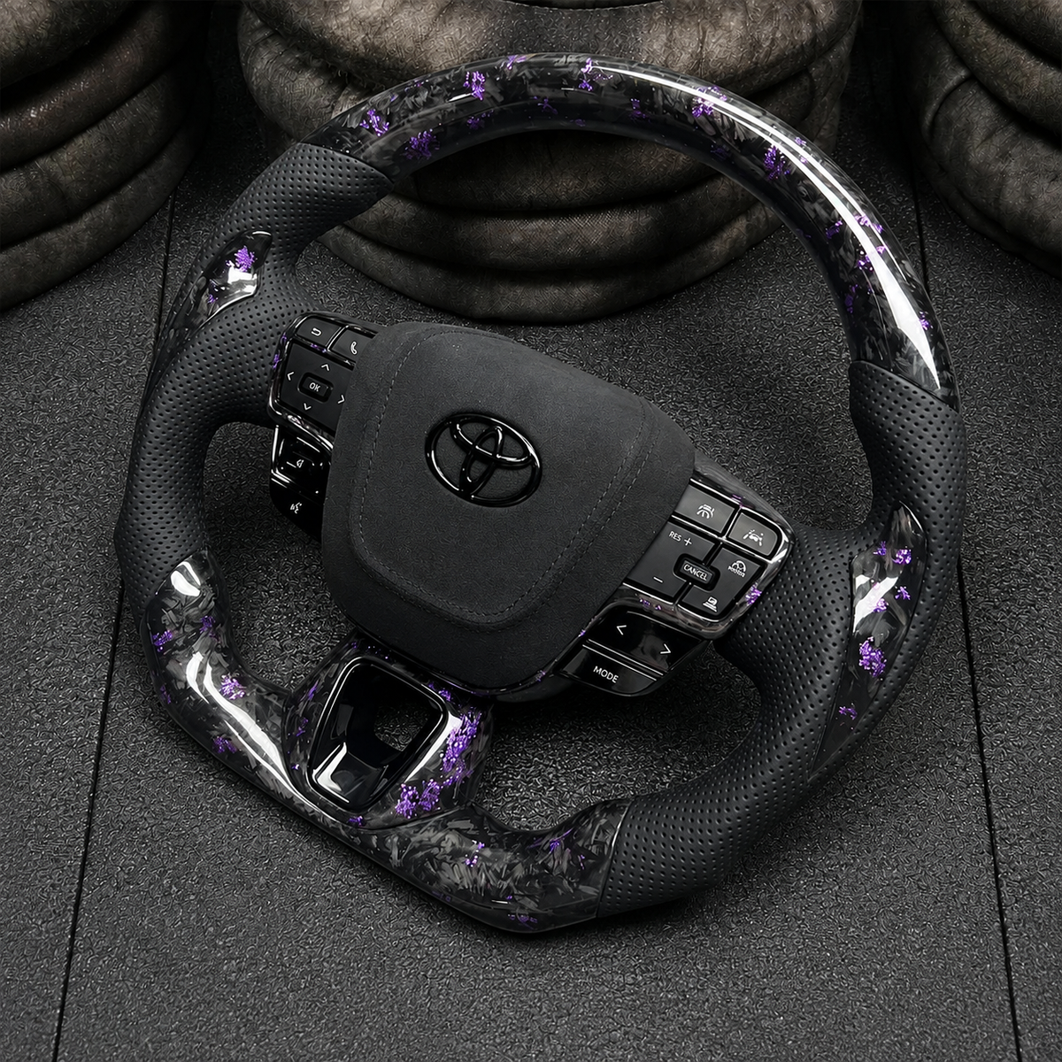 Purple Flakes Forged Carbon Fiber Steering Wheel For 9th Gen Toyota Camry