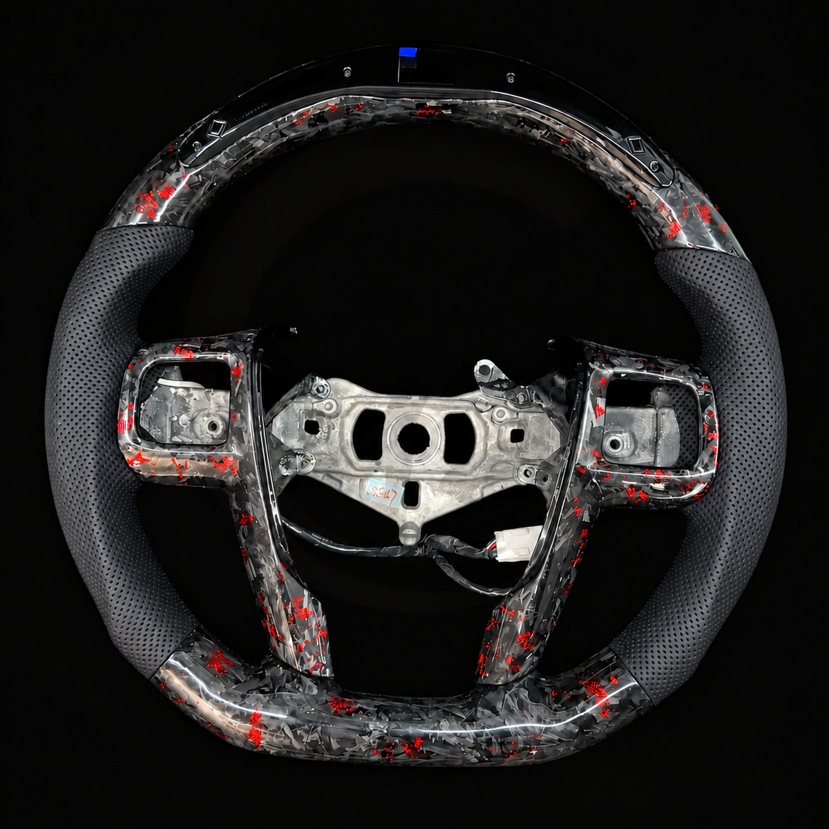 LED Red Flakes Forged Carbon Fiber Steering Wheel Fits 2011-2014 Chrysler 300