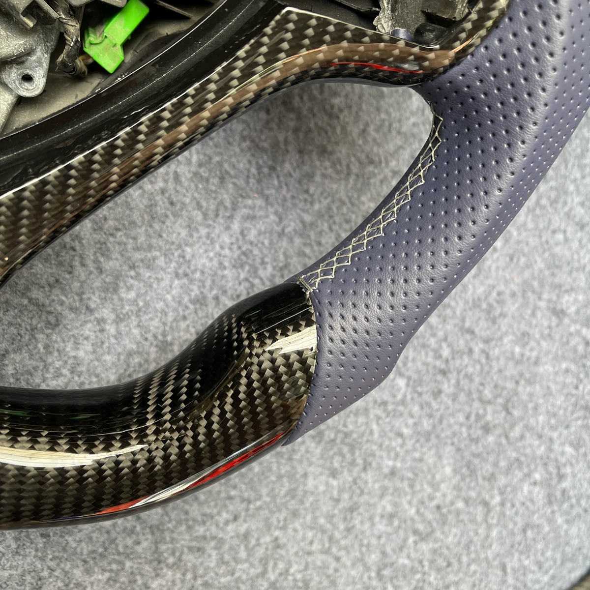 Grey perforated leather carbon fiber steering wheel fits Acura TSX 2009‑2014
