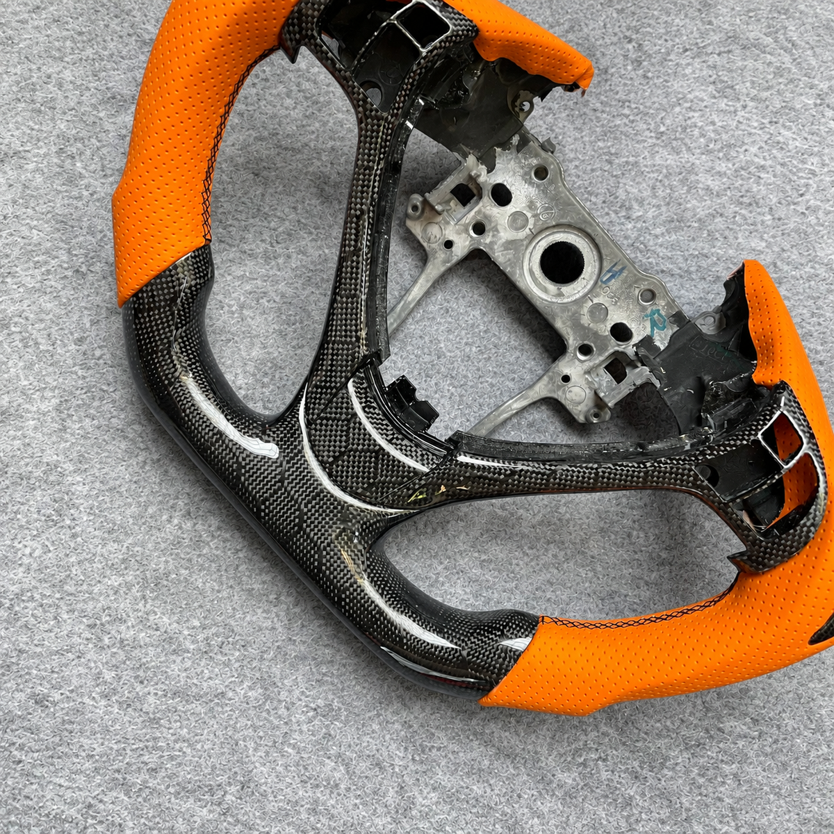 Honeycomb carbon fiber steering wheel with orange perforated leather fits Acura TL / ILX RDX