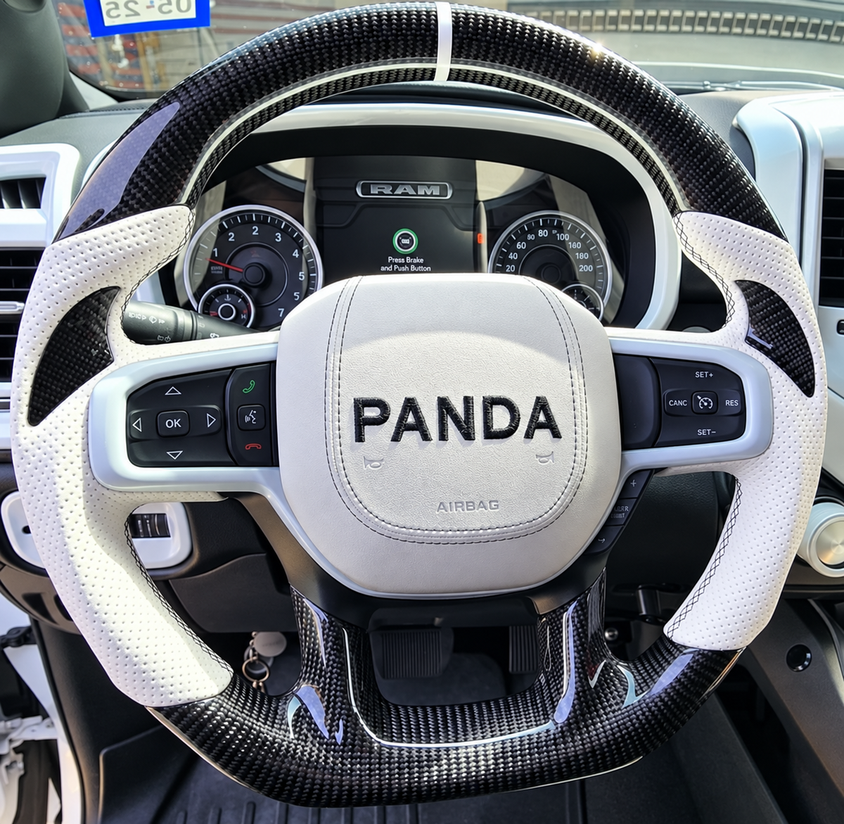 Carbon Fiber Steering Wheel fits 2019-2025 Dodge Ram 1500 2500 3500
