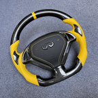 Yellow Perforated Leather Carbon Fiber Steering Wheel Fits Infiniti G25 G35 G37 G37X QX50 2007-2015