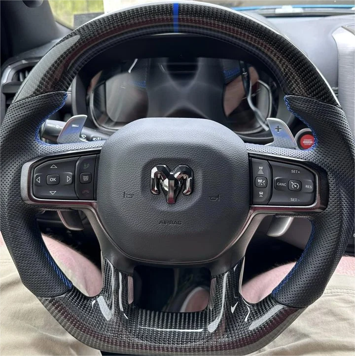 Custom Carbon Fiber Steering Wheel fits 2019-2025 Dodge Ram 1500 2500 3500