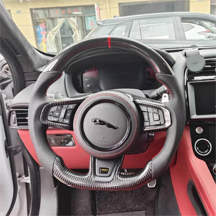 Custom Carbon Fiber Steering Wheel fits Jaguar F-TYPE 2013-2023 / XE 2015-2019 / XF F-PACE 2016-2020 / XFL 2017-2020 / XEL E-PACE 2018-2020