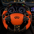 LED Gold Flakes Forged Leather Carbon Fiber Steering Wheel Fits Infiniti Q50 2013-2017
