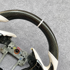 White Perforated Leather Carbon Fiber Steering Wheel Fits Acura TL 2009‑2014