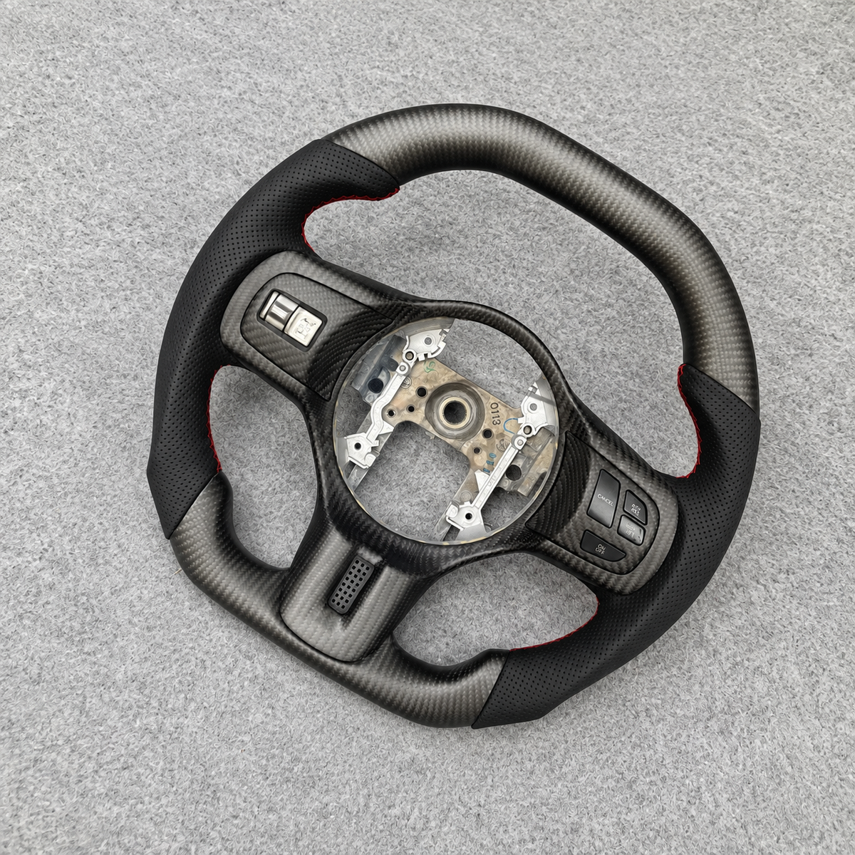 Matte Carbon Fiber Steering Wheel Fits 2008-2015 Mitsubishi EVO X