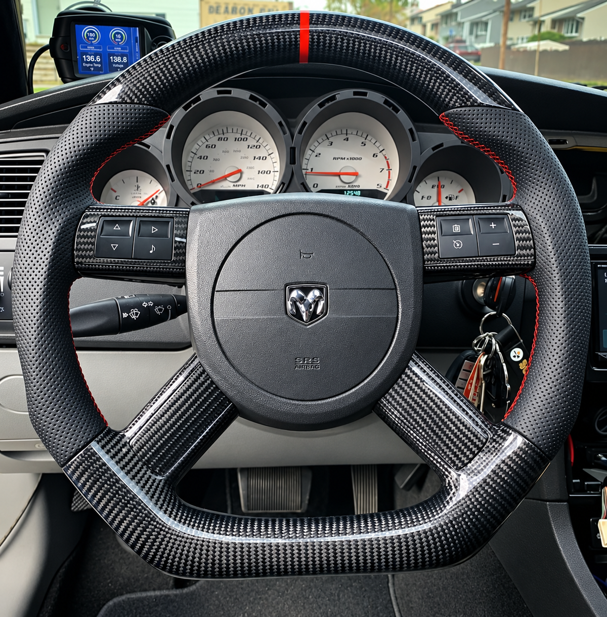 Custom Carbon Fiber Steering Wheel fits 2005-2010 Chrysler 300 / Dodge 2006-2010 Charger / 2008-2010 Challenger / 2005-2008 Magnum