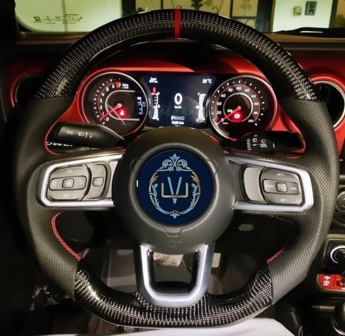 Carbon Fiber Steering Wheel fits 2019-2026 Jeep Wrangler 2018-2026 Jeep Gladiator