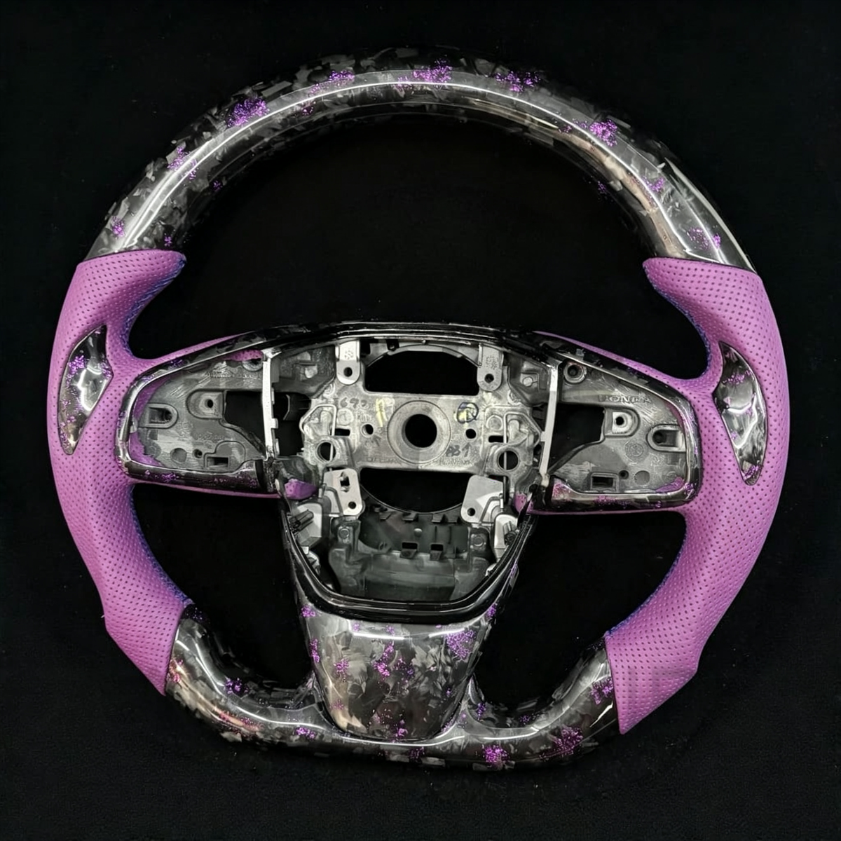 Forged Carbon Fiber Steering Wheel with Purple Flakes Fits 2016–2021 10th Gen Honda Civic