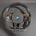 LED Forged Carbon Fiber Steering Wheel with Alcantara Grips, Fits BMW 3 Series G20/G28, G80 M3 & F82 M4