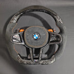 LED Forged Carbon Fiber Steering Wheel with Alcantara Grips, Fits BMW 3 Series G20/G28, G80 M3 & F82 M4