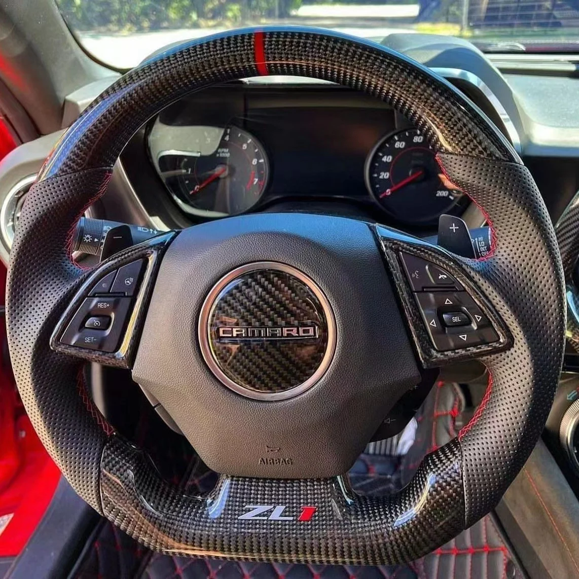 Carbon Fiber Steering Wheel Fits Chevrolet 2016-2024 Camaro