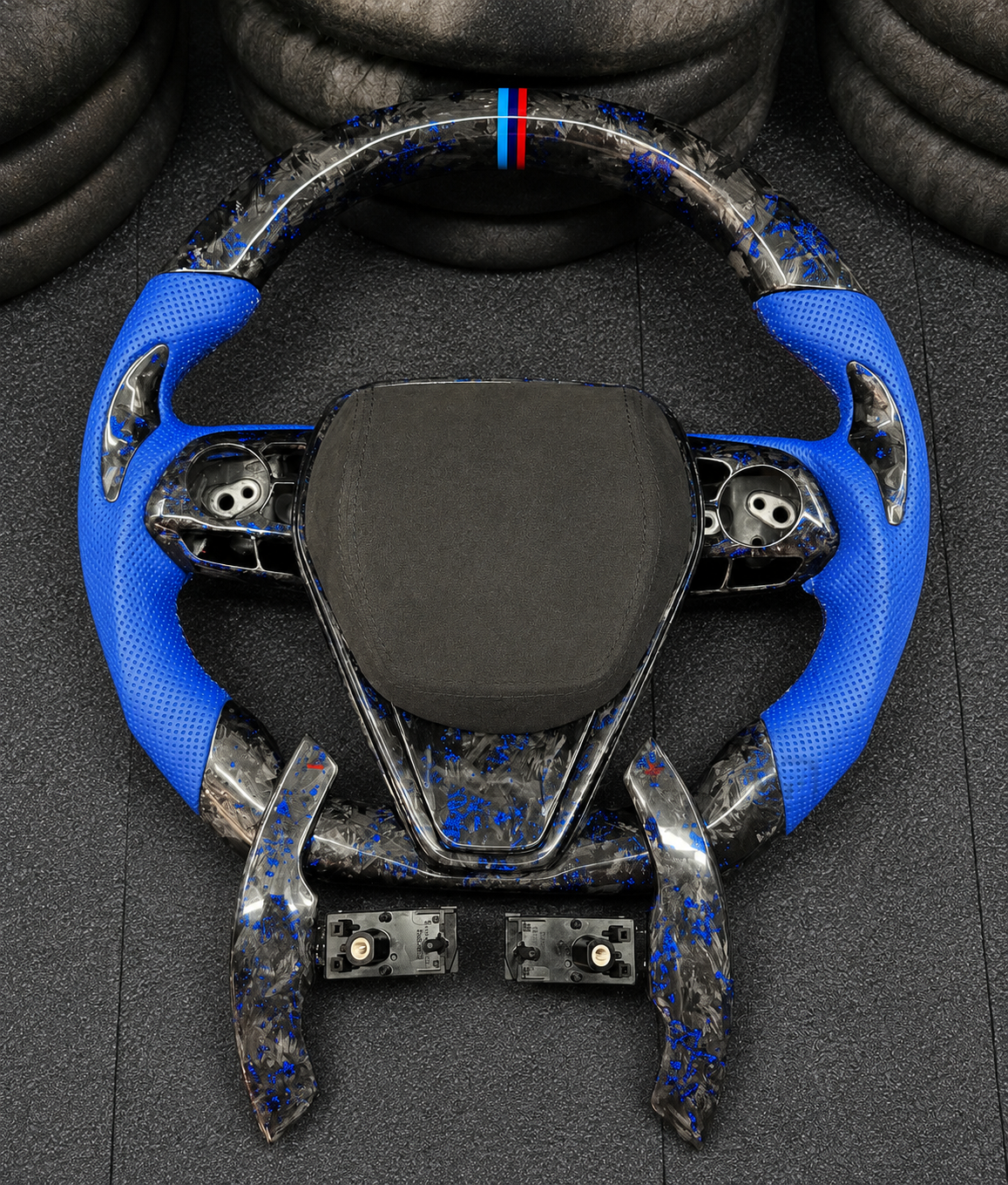 Blue Flakes Forged Carbon Fiber Steering Wheel fits Toyota Camry 2018-2024 / Venza 2021-2024