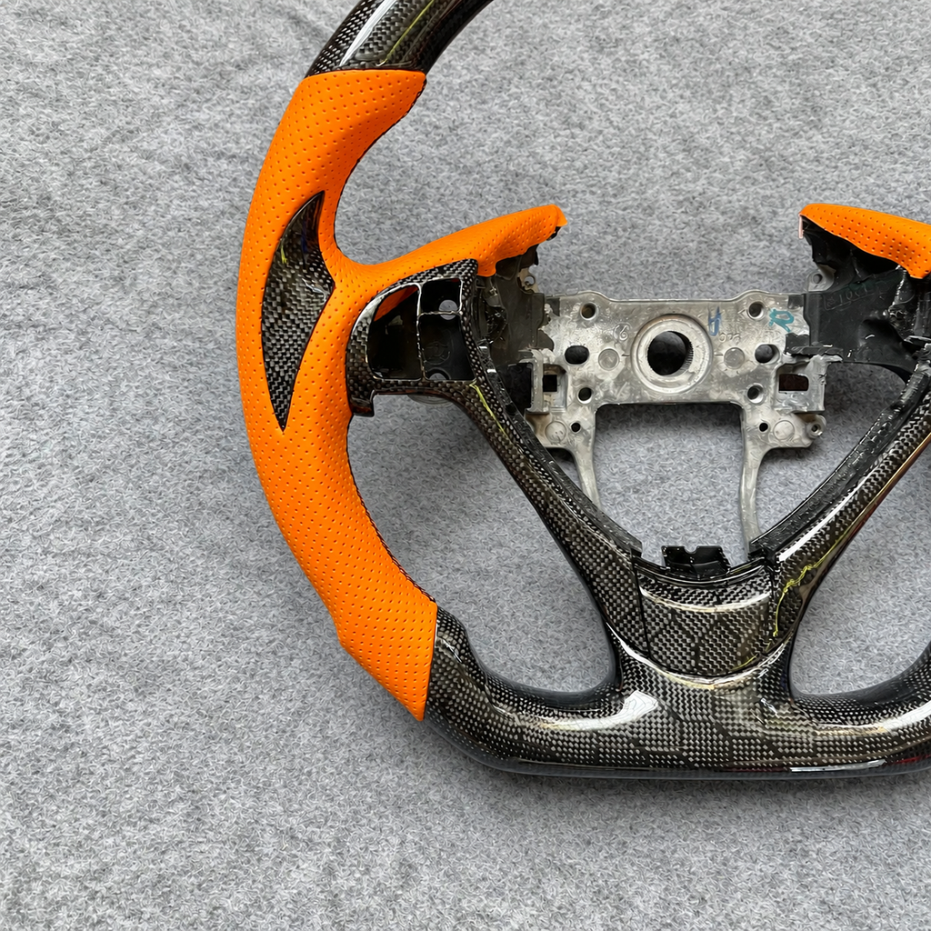 Honeycomb carbon fiber steering wheel with orange perforated leather fits Acura TL / ILX RDX