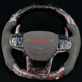 LED Red Flakes Forged Carbon Fiber Steering Wheel Fits 2020+ Ford Explorer