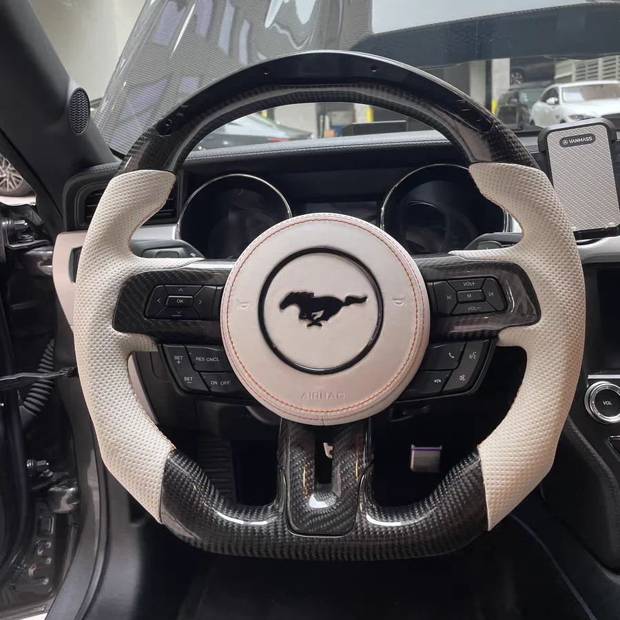 Premium Carbon Fiber Steering Wheel Fits 2015-2017 Ford Mustang