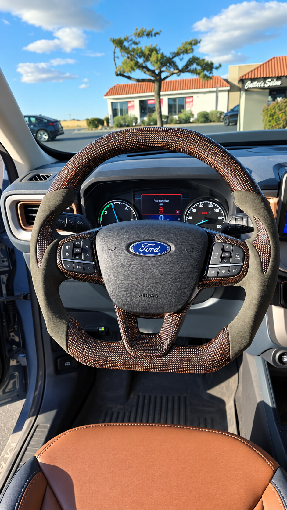Red Carbon Fiber Steering Wheel Fits 2019-2025 Ford Focus MK4 RS ST / Bronco Sport / Escape / Maverick