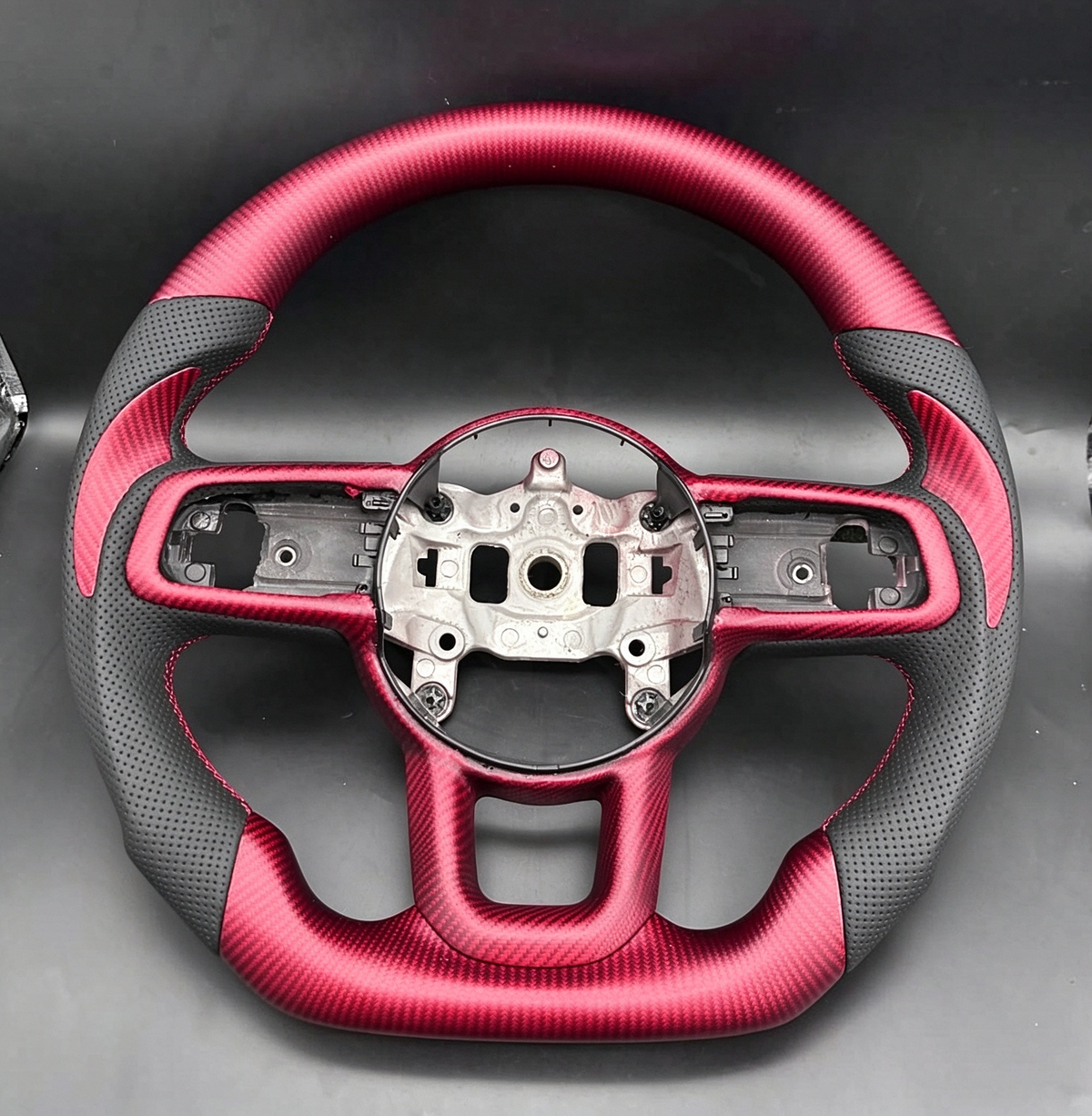 Matte Red Weave Carbon Fiber Steering Wheel fits 2019-2026 Jeep Wrangler / 2018-2026 Jeep Gladiator