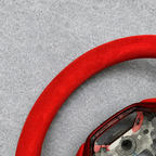 Full Red Alcantara Carbon Fiber Steering Wheel Fits 2016‑2021 Honda 10th Gen Civic SI / FK8 / Clarity / MK10