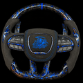 Blue Flakes Forged Carbon Fiber Steering Wheel fits 2015-2023 Dodge Charger/Challenger/2015–2024 Durango | Jeep Grand Cherokee 2014–2023 WK2 SRT/Trackhawk