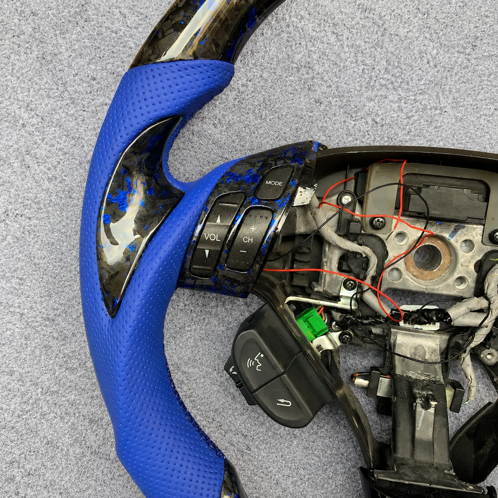 LED blue flakes forged carbon fiber steering wheel fits Honda Acura TSX 2004‑2008