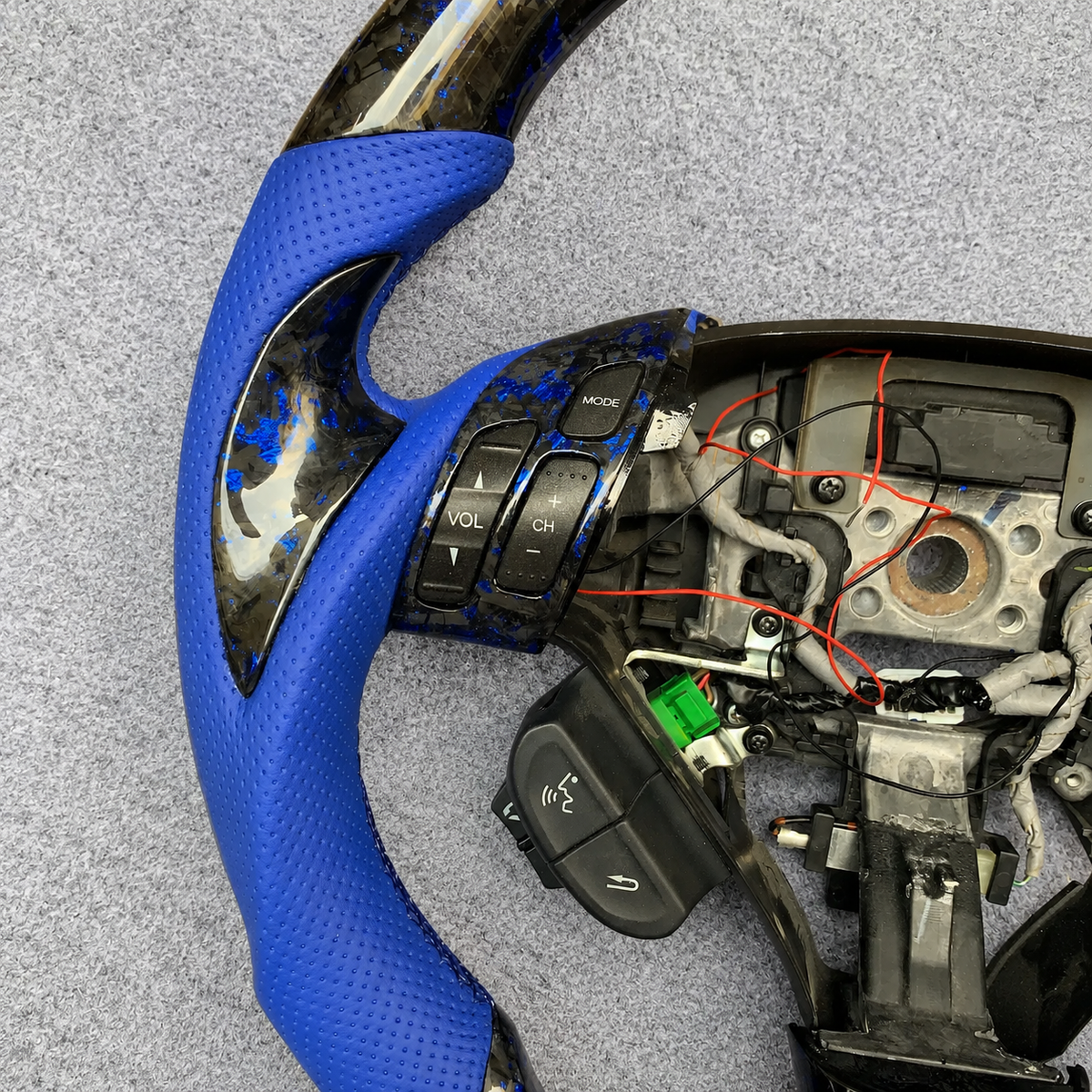 LED blue flakes forged carbon fiber steering wheel fits Honda Acura TSX 2004‑2008
