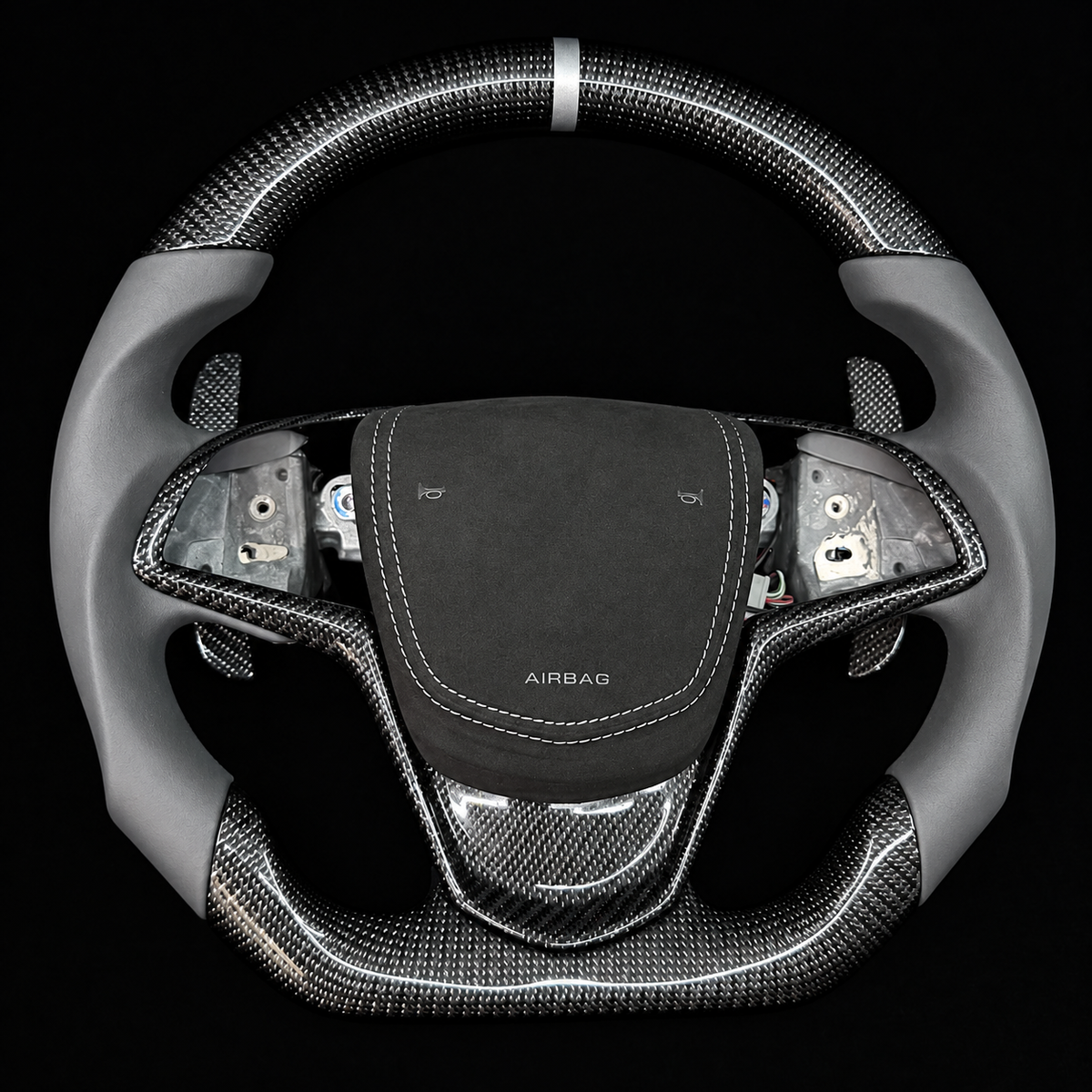 Custom Carbon Fiber Steering Wheel Fits Cadillac 2015-2019 CTS CTS-V / 2013-2019 ATS ATS-V / 2014-2016 ELR