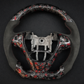 Red Flakes Forged Carbon Fiber Steering Wheel Fits Hyundai 2009–2016 Genesis Coupe