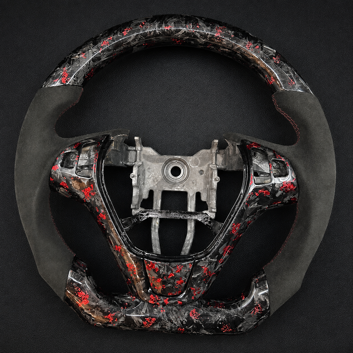 Red Flakes Forged Carbon Fiber Steering Wheel Fits Hyundai 2009–2016 Genesis Coupe