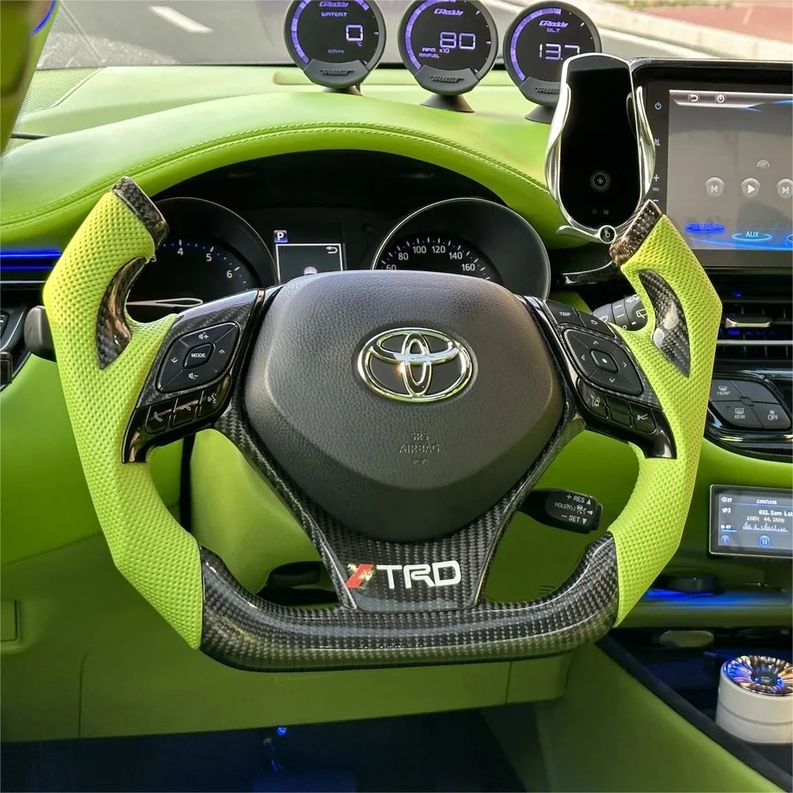 F1 Style Carbon Fiber Steering Wheel Fits Toyota C-HR 2018-2023